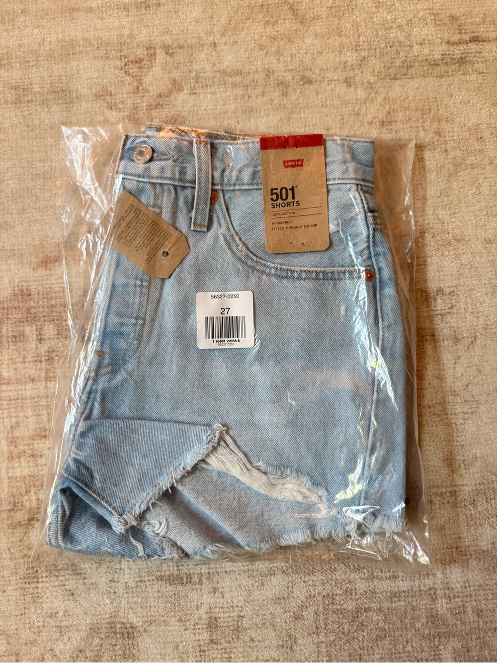 NWT Levi's Light Blue Distressed 501 Denim Shorts